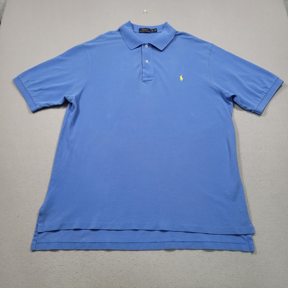 Polo Ralph Lauren Mens Short Sleeve Pique Polo Shirt Blue XLT Tall Pony Logo
